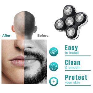 Paquete de 2 cabezales de repuesto de cinco cuchillas para afeitadoras eléctricas, compatibles con el afeitado facial para usuarios de afeitadoras rotatorias - Product Image 1