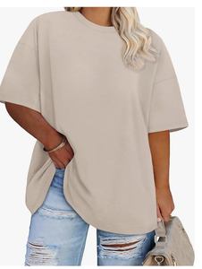 Camiseta de Cuello Redondo de Manga Corta para Mujer, Talla Grande, Personalizable con Logotipo, Fábrica de Bangladesh, Venta al por Mayor, Nueva Llegada, Tops Casuales de Algodón - Product Image 3