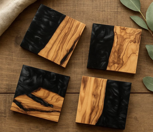 Sous-verres en bois personnalisables Écologique Durable Carré Design Contemporain Réutilisable Décoration Maison Cadeau de pendaison de crémaillère - Product Image 2