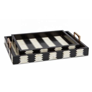 Bandeja de cuerno de diseño Rectangular hecha a mano, bandeja para servir café y té, bandeja de cuerno decorativa para mesa para Cocina - Product Image 5