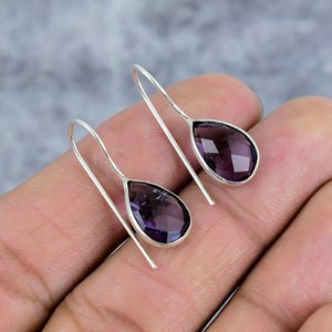 Purple Amethyst Pear Shape 925 Sterling <b>Silver</b> Drop <b>Earrings</b> for <b>Women</b> Party & Anniversary Gift - Product Image 1