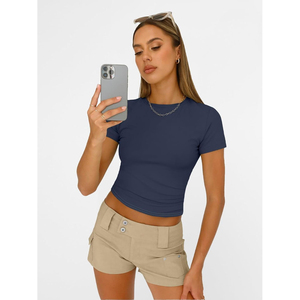 Women's Trendy Y2K for Crop <b>Tops</b> Kits Crew Neck Sleeveless Yoga for Quick Dry Plus Size Solid Pattern Summer Workouts - Product Image 2