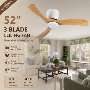 52 Inch Minimalist <b>Ceiling</b> <b>Fan</b> with <b>Remote</b> <b>Control</b>, Quiet 3 Blade <b>Fan</b> for Living Room Dining Room Bedroom - Product Image 1