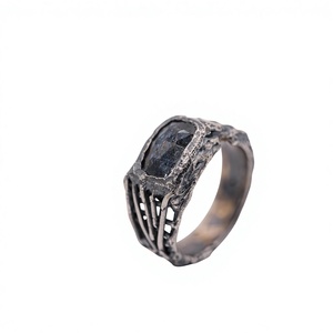 Kyanite <b>Tree</b> Branch Ring 925 Sterling Silver Band Handcrafted Vintage Style Black Rhodium Plated Christian Unisex Fine Jewelry - Product Image 1