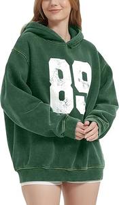 Pull à capuche 100% coton délavé à l'acide pour hommes hiver tissu éponge français brodé impression personnalisée coupe courte - Product Image 4