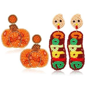 Pendientes de gota bordados de Halloween Mardi Gras Premium elegantes Cuentas de semillas de alta calidad que detallan la artesanía de Hiba Enterprises - Product Image 3