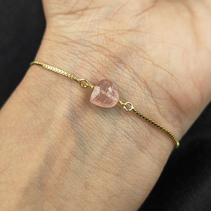 Double Bail Strawberry Quartz Gemstone Faceted Heart Connector Charms DIY Making Charms Jewelry - Product Image 2