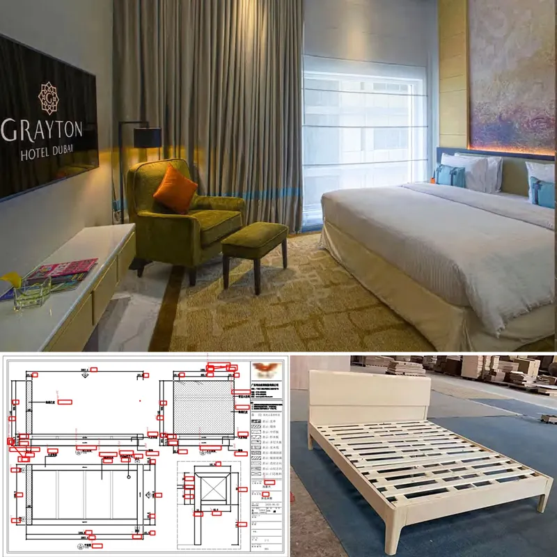 Fornitura chiavi girano su misura appartamento di lusso completo Hotel camera da letto mobili 5 stelle moderna camera d'albergo Set di mobili