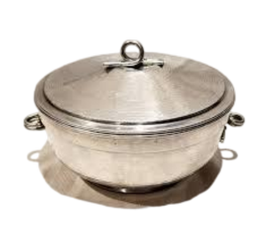 Cazuelas redondas de acero inoxidable martillado de lujo, soporte de combustible de presentación elegante, soporte de Pedestal, plato de frotamiento elegante - Product Image 1