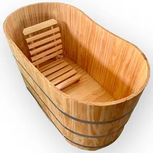 Factory Oem/ODM Hot Sales Wooden Barrel Bathtub Pine Wood Spa Soaking Tub Japanese Wooden Bathtubs Bulk Purchase Made In Vietnam