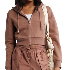 Sudadera con Capucha Informal de Invierno para Mujer, Color Sólido, Transpirable, Antibolitas, Corte Recortado con Logotipo Personalizado, Sudaderas con Capucha para Mujer - Product Image 5