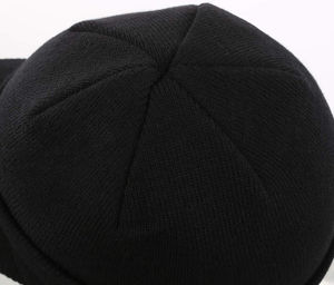 Gorro de invierno negro con ala puño cálido doble punto transpirable moda personalizada barato OEM 2025 gorra - Product Image 2