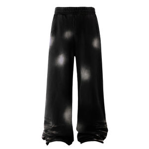 Pantalones Deportivos de Estilo Urbano con Lavado Ácido, Fabricante de Pantalones Deportivos Personalizados para Hombre, Pantalones Deportivos Holgados de Algodón con Dobladillo sin Rematar, Pierna Ancha, Lavado Ácido Desteñido al Sol - Product Image 2