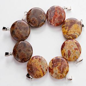 Gran oferta, cabujón redondo cristiano, colgante de piedras preciosas de ágata de encaje loco, joyería de boda de Plata de Ley 925 - Product Image 1