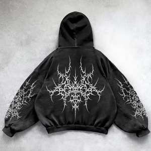 เสื้อฮู้ดดี้ผ้าฝ้าย 100% หนัก 230 กรัม ทรงสตรีทสไตล์ฝรั่งเศส ปักลายแบบดิสเทรส  รักษ์โลก สำหรับฤดูหนาวปี 2025 - Product Image 5