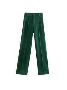 Pantalones de oficina de moda elegante para mujer, Pantalones rectos Vintage de cintura alta con cremallera, pantalones femeninos - Product Image 6