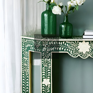 ทำด้วยมือฝังกระดูกคอนโซลทางเข้าพร้อมขาไม้แข็งที่สมบูรณ์แบบสำหรับทางเดินที่ทันสมัยและการตกแต่งภายในที่หรูหรา - Product Image 3