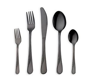 Juego de Cubiertos de Acero Inoxidable de Alta Calidad, Fabricante Indio, Cuchillo, Cuchara, Tenedor, Cubiertos Negros Plateados para Bodas, para Hotel - Product Image 1