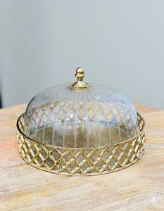 Cúpula Decorativa para Pastel de Aluminio Fundido con Tapa de Cristal para una Presentación de Pastel que Mejora la Decoración de la Mesa con un Aspecto Elegante - Product Image 2