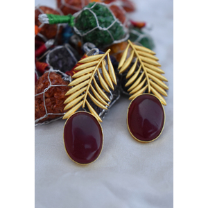 new designer latest fashion trending goldplated light <b>weight</b> stone stud <b>hoop</b> Brass Earrings for girls and women - Product Image 4