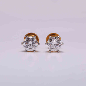 Boucles d'oreilles clous en or jaune massif 14 carats avec diamants CVD taille ronde 2TCW, sertissage Martini, cadeau pour femme - Product Image 6