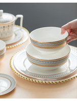 Services de Table et Vaisselle de Luxe en Porcelaine Fine et Céramique avec Bord Doré, Vente en Gros