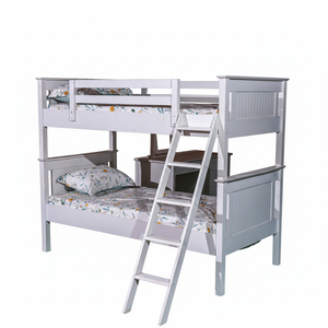 Lit superposé Dakota au design moderne, écologique, durable, confortable, extensible et pliable, en bois de caoutchouc blanc, construction solide - Product Image 4