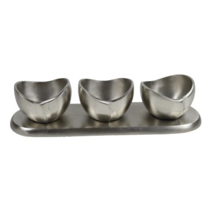 Ensemble de 3 bols à bonbons en aluminium avec plateau assorti, se transforme facilement de l'usage décontracté à l'accueil formel - Product Image 5