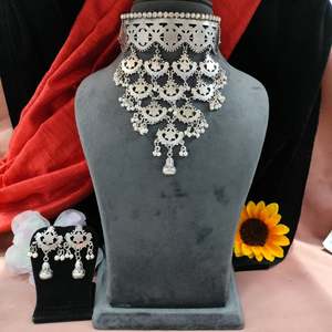 Oxydé Hasli Set Rustique Vintage Charme Filigrane Travail Motifs Géométriques Célébration Culturelle Festivals Colliers Mode - Product Image 5