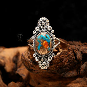 Oyster <b>Turquoise</b> Gemstone 925 Solid Sterling Silver <b>Ring</b> Handmade Ethnic Jewelry Semiprecious Fine Wedding <b>Rings</b> for Women Gift - Product Image 1