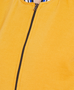 Chaqueta Bomber de Mujer, Manga Larga, Amarilla, de Algodón y Felpa, Cuello Alto, Logotipo Personalizable, Transpirable, Resistente al Viento, Tejido Liso Teñido - Product Image 6