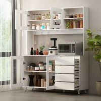 Nouvelle armoire de rangement de cuisine autoportante en bois massif avec portes vitrées, buffet moderne, meuble de rangement personnalisé pour la maison