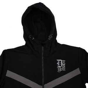 Sweat-shirt noir et gris en molleton Tech pour homme Ensemble deux pièces décontracté d'entraînement de fitness avec broderie et logo en strass - Product Image 2