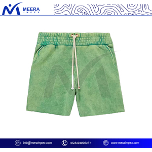 Short 100% coton personnalisé délavé à l'acide fermeture à la taille élastique haute performance tissus durables évacuant l'humidité vintage - Product Image 2