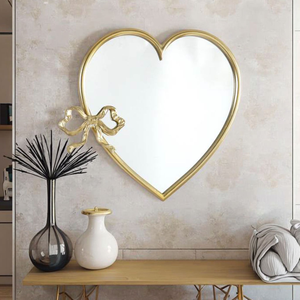 Miroir mural en métal doré de conception moderne multifonctionnel portable pour la décoration de la maison, de la salle de bain, de la chambre à coucher et du salon - Product Image 1