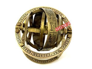 ทองเหลือง Armillary ทรงกลม Astrolabe ทะเลสะสมลูกโลกทองเหลืองโบราณเสร็จสิ้นวินเทจดาราศาสตร์อุปกรณ์นําทางของขวัญ - Product Image 2