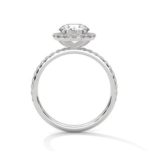 Pacho 1.30ct Round Brilliant Cut Moissanite Halo <b>Solitaire</b> Prong Set Luxury Engagement <b>Ring</b> 925 Sterling <b>Silver</b> - Product Image 4