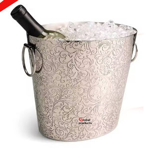 Enfriador de vino de acero inoxidable con acabado plateado con soporte de diseño de caballo para restaurante y bar de hotel - Product Image 3