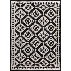 อัลฮัมบรา เกรย์&พรมขนสัตว์ทอแบนสีดำ ลายเรขาคณิตสำหรับใช้ในบ้าน-ADWL-13162(CS-01) - Product Image 1