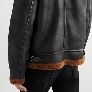 แจ็กเก็ตหนังลำลองคุณภาพระดับพรีเมียมสำหรับผู้ชายฤดูใบไม้ร่วงฤดูหนาวคอปกสูงแบบเปิดลงได้ทำจากขนสัตว์หนาให้ความอบอุ่น - Product Image 4