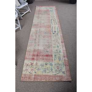 Vintage Rug, 2.7x9.6 ft <b>Runner</b> Rug, <b>Red</b> Persian Wool Turkish Rug - Product Image 1