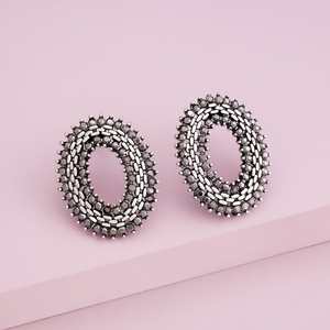 Geometric <b>Stud</b> <b>Earrings</b> for Party Gift Religious Occasions-Brass & Zinc Alloy with Pearl & Diamond Inlay - Product Image 1