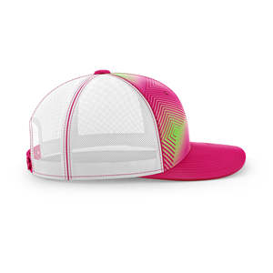Casquette de baseball Snapback Trucker de haute qualité, personnalisée, rose néon dégradé, antibactérienne, séchage rapide, imprimée par sublimation, vêtements de sport - Product Image 1