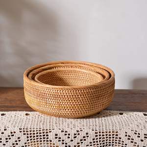 อุปกรณ์จัดระเบียบตู้กับข้าว ตะกร้าหวายสานมือคุณภาพสูง รูปทรงชาม - Product Image 6