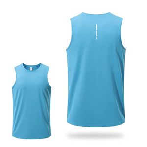 Hommes 100% coton sans manches sport gilet couleurs unies Cool Fitness entraînement débardeurs respirant tricoté course gilet décontracté - Product Image 1