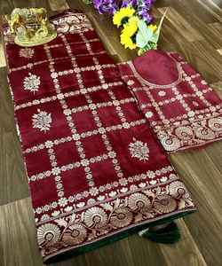 Ready-to-Wear <b>Velvet</b> Sari with Lace Sequence Detail Hand-Drawn <b>Print</b> Rayon and Net <b>Fabric</b> for Adults for Weddings and Parties - Product Image 3