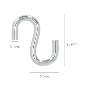 Zinc-plated iron "S" hook, 25 mm. "Domestic Use" - Product Image 2