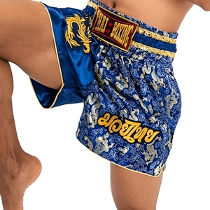 Wholesale Farzaan Shorts International 100% Polyester Satin Durable Unisex Boxing Shorts 120g Plain Embroidery Martial Arts Wear - Product Image 5