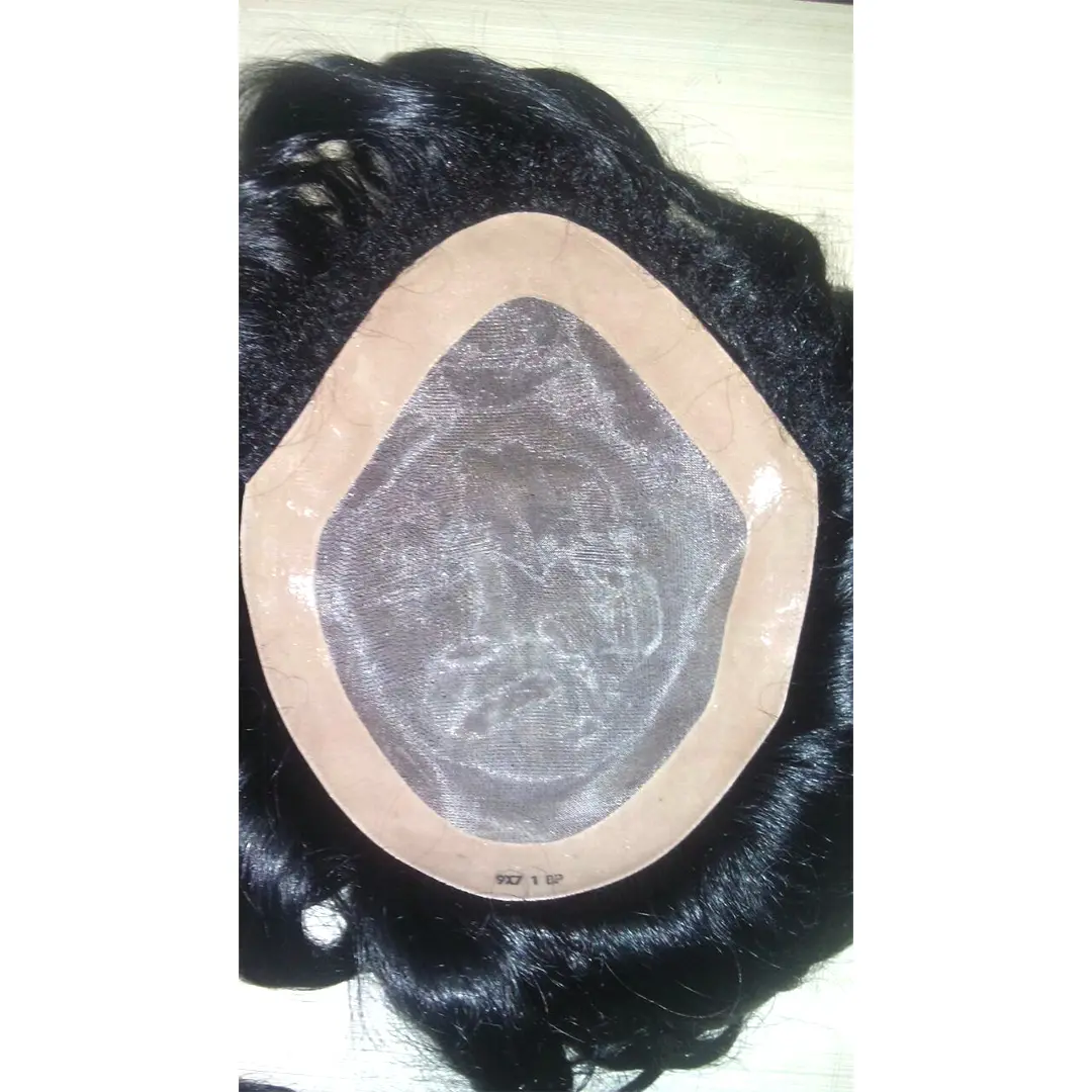 Full French Lace Hair Men Toupee 100% Human Hair Thin Skin Pu Front Hairline for Men Toupee Hair Patch