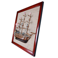 Sculpture murale artisanale en bois HMS Victory, demi-navire, 85 cm, design rustique antique vieilli, décorative, verticale, anniversaire